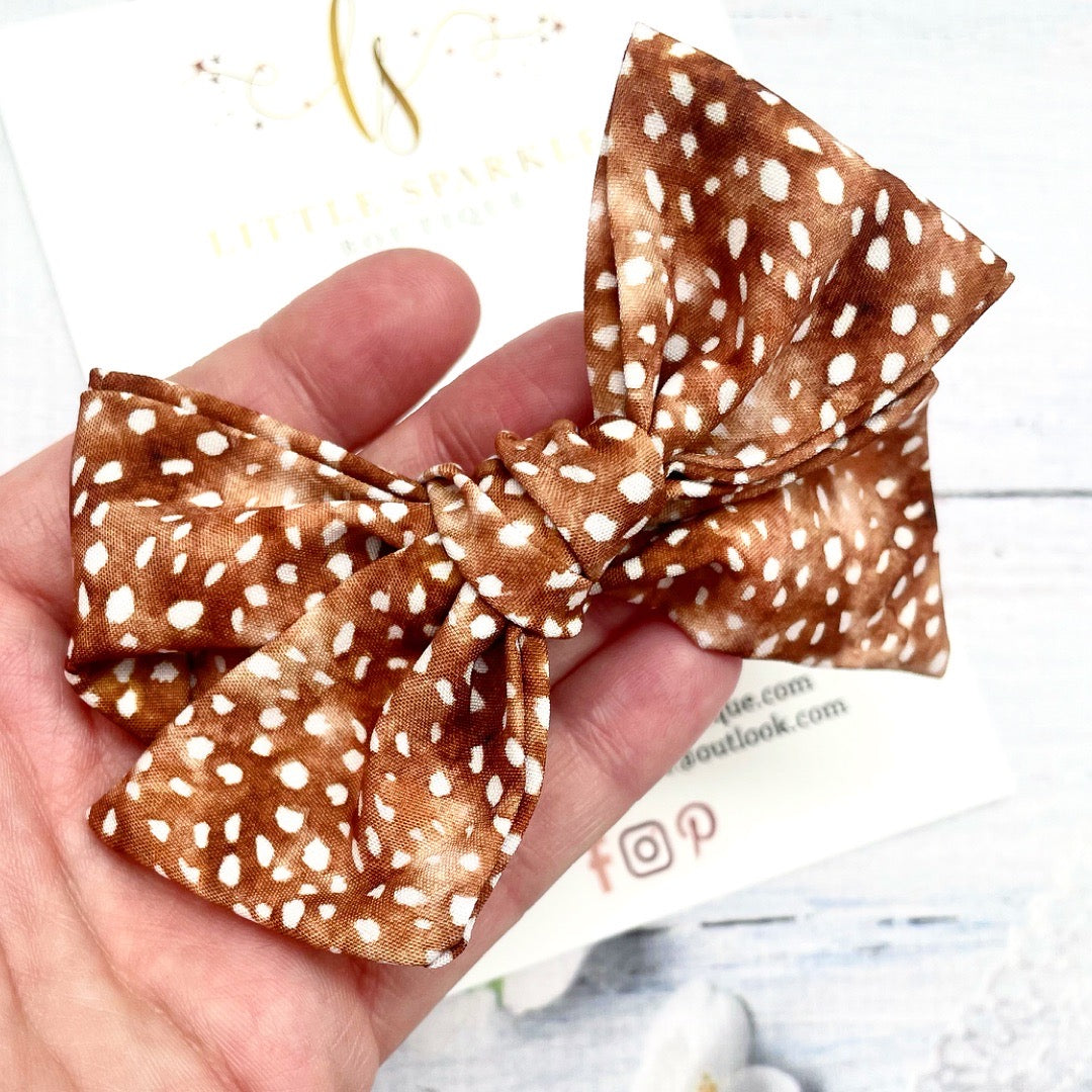 Brown Spotty Fabric Tie Bow