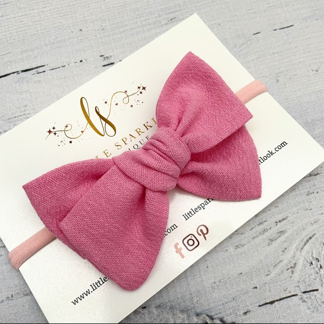 Pink Fabric Tie Bow
