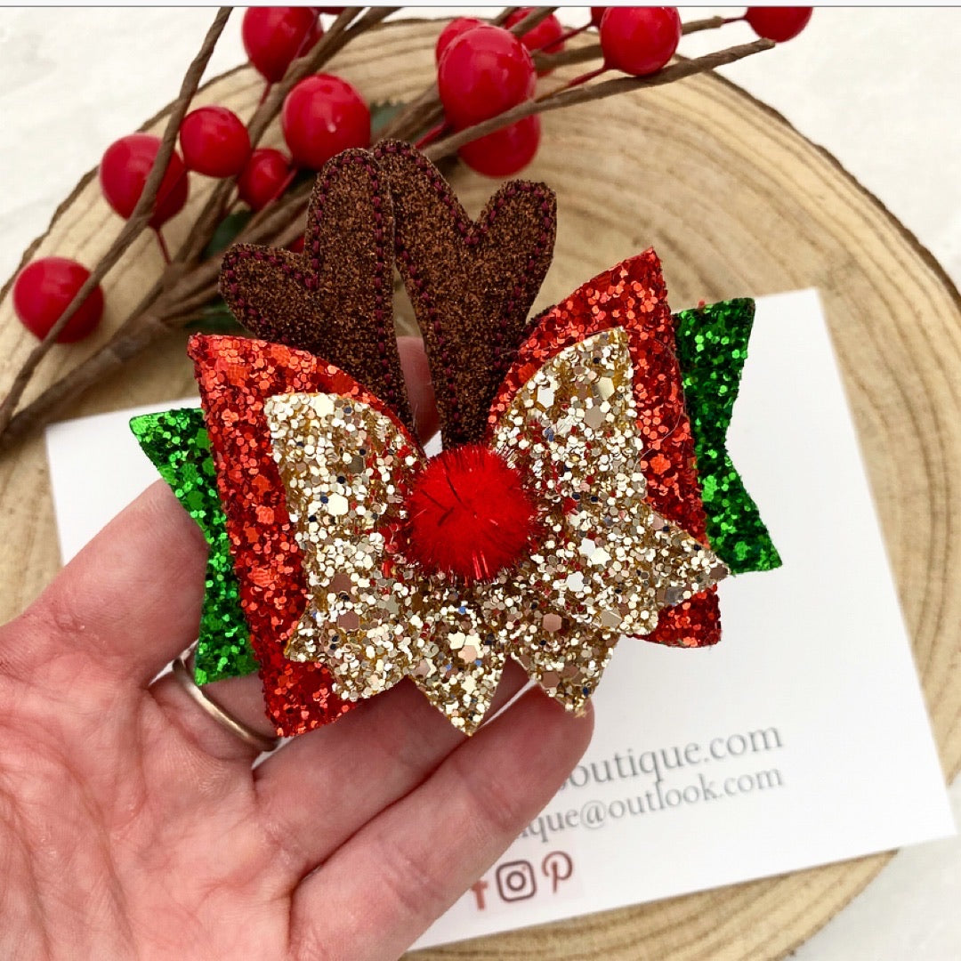 Red,Gold And Green Reindeer Ears