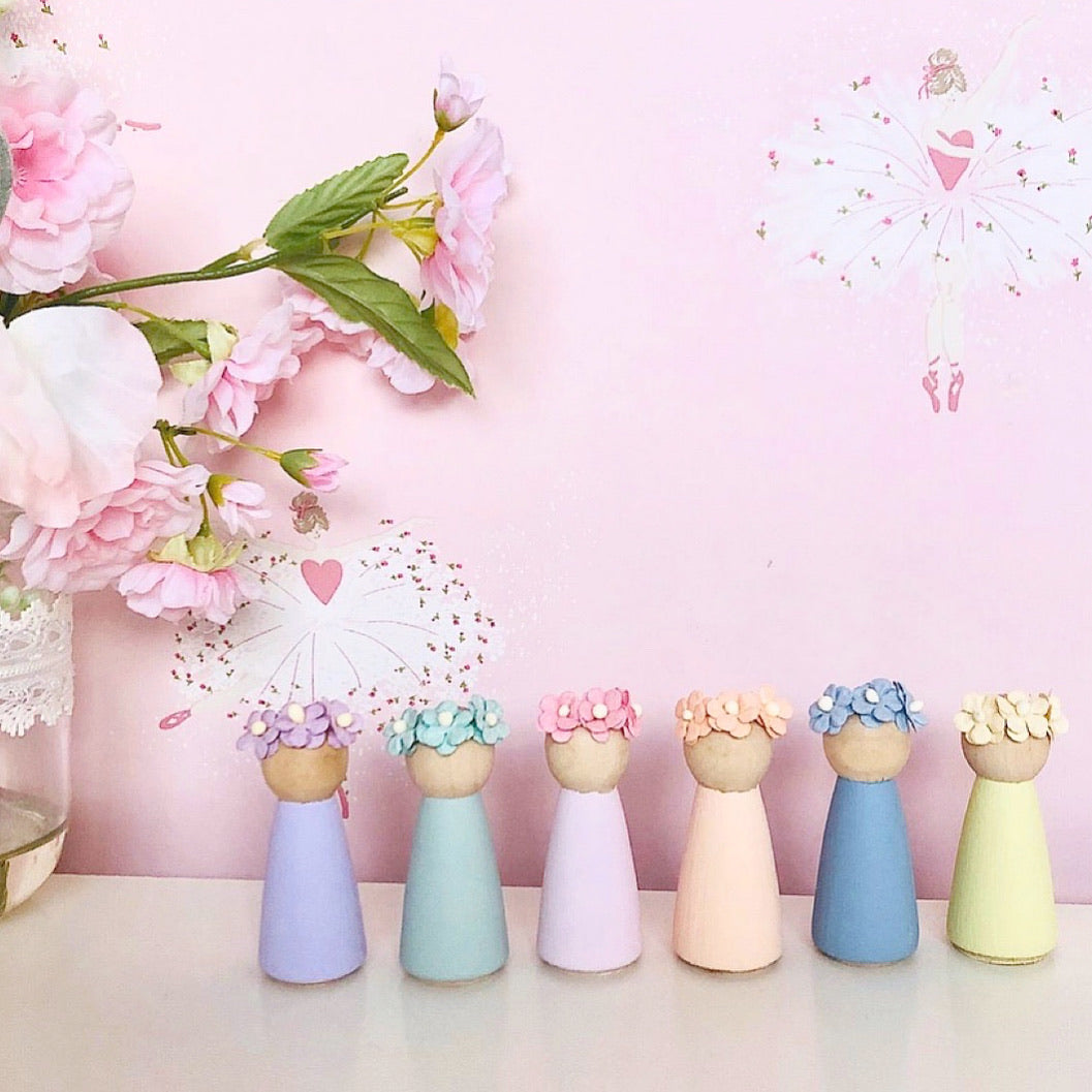 Rainbow Floral Peg Dolls