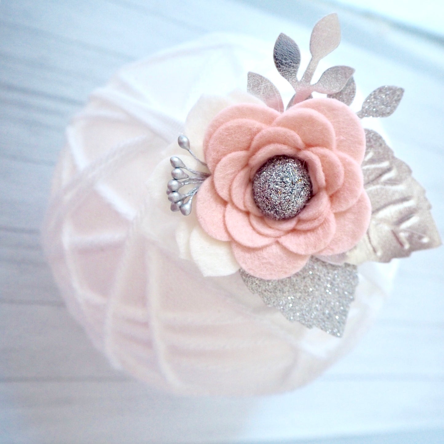 Blush/silver flower bloom