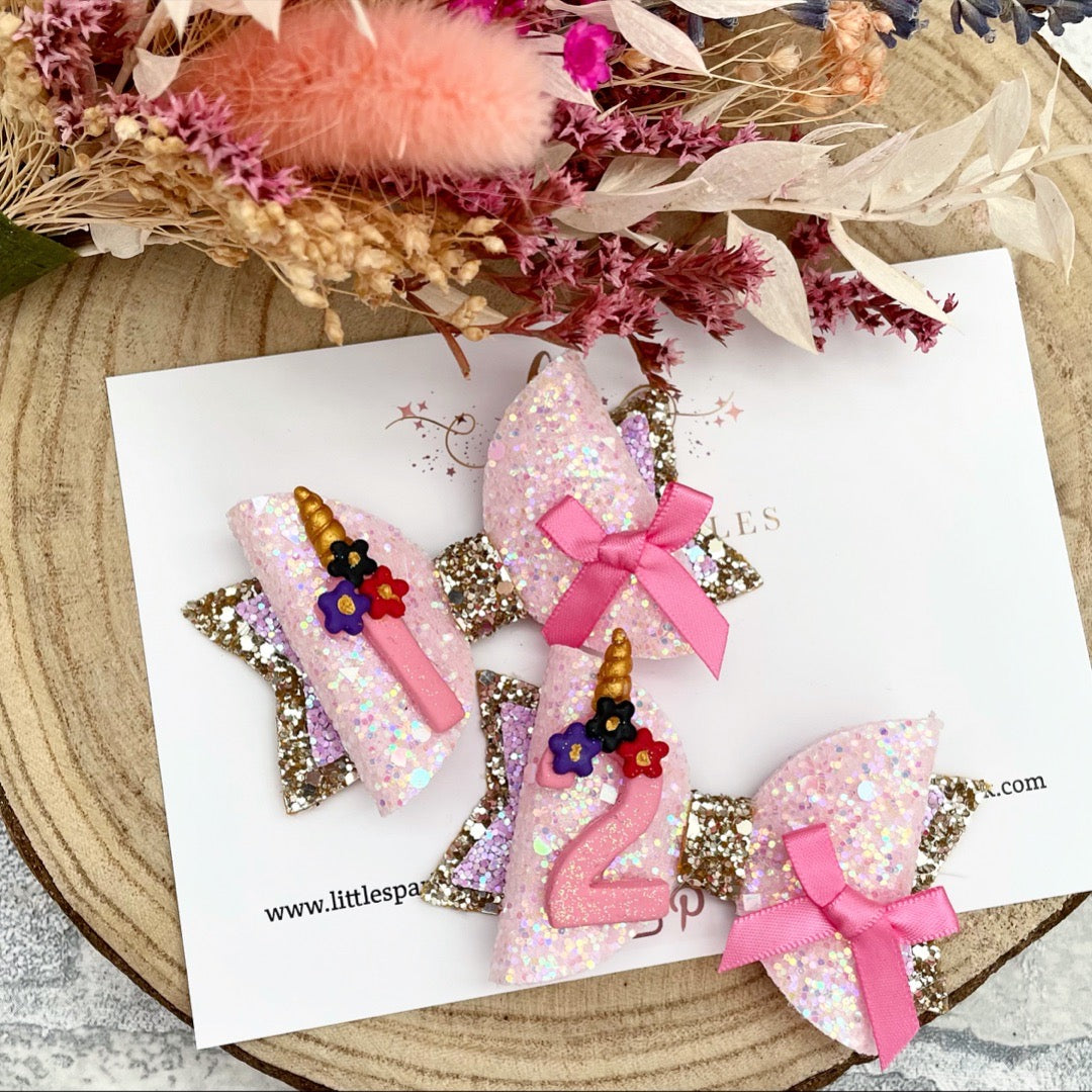 Unicorn Number Birthday Bow