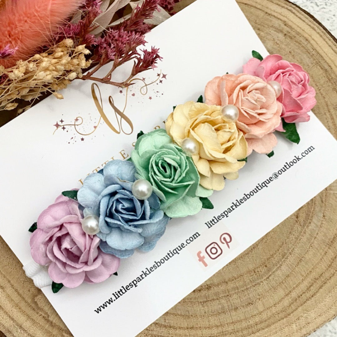 Large Rainbow Flower Headband