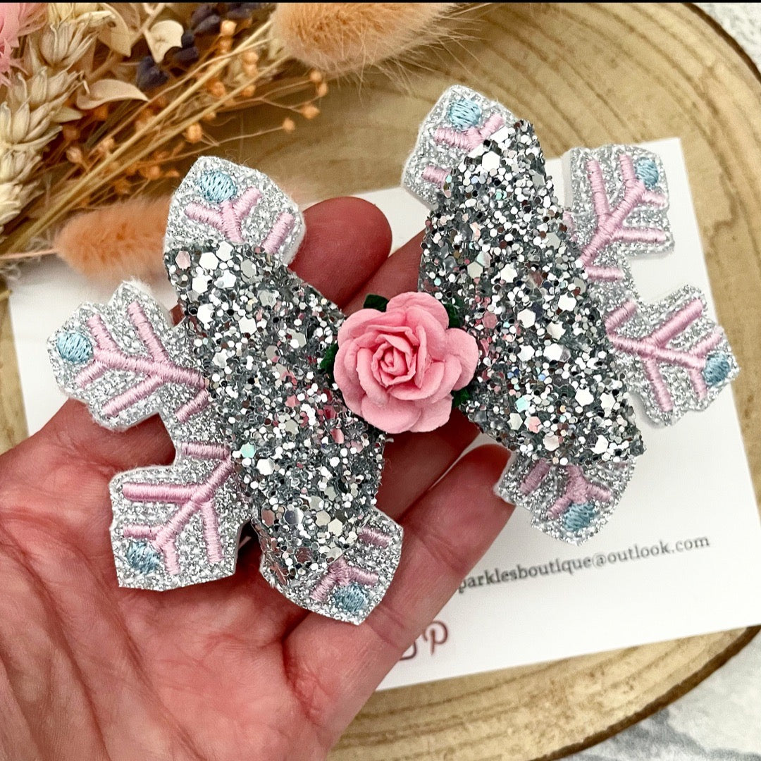 Pink And Silver Snowflake