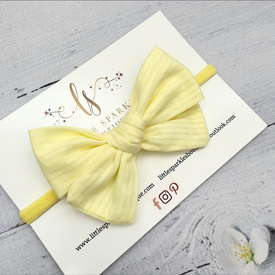 Lemon Fabric Tie Bow