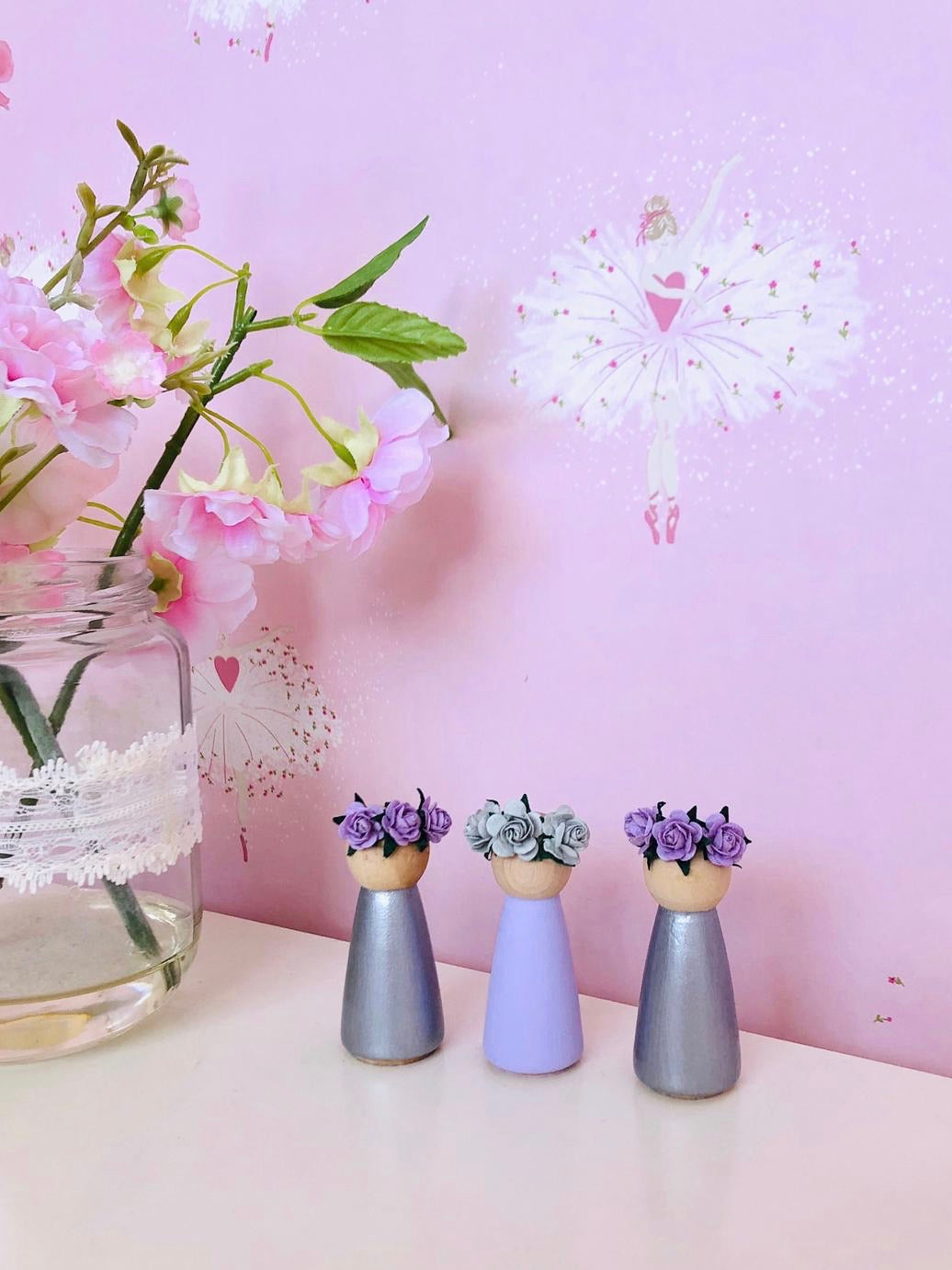 Lilac And Silver Dolls Pegs