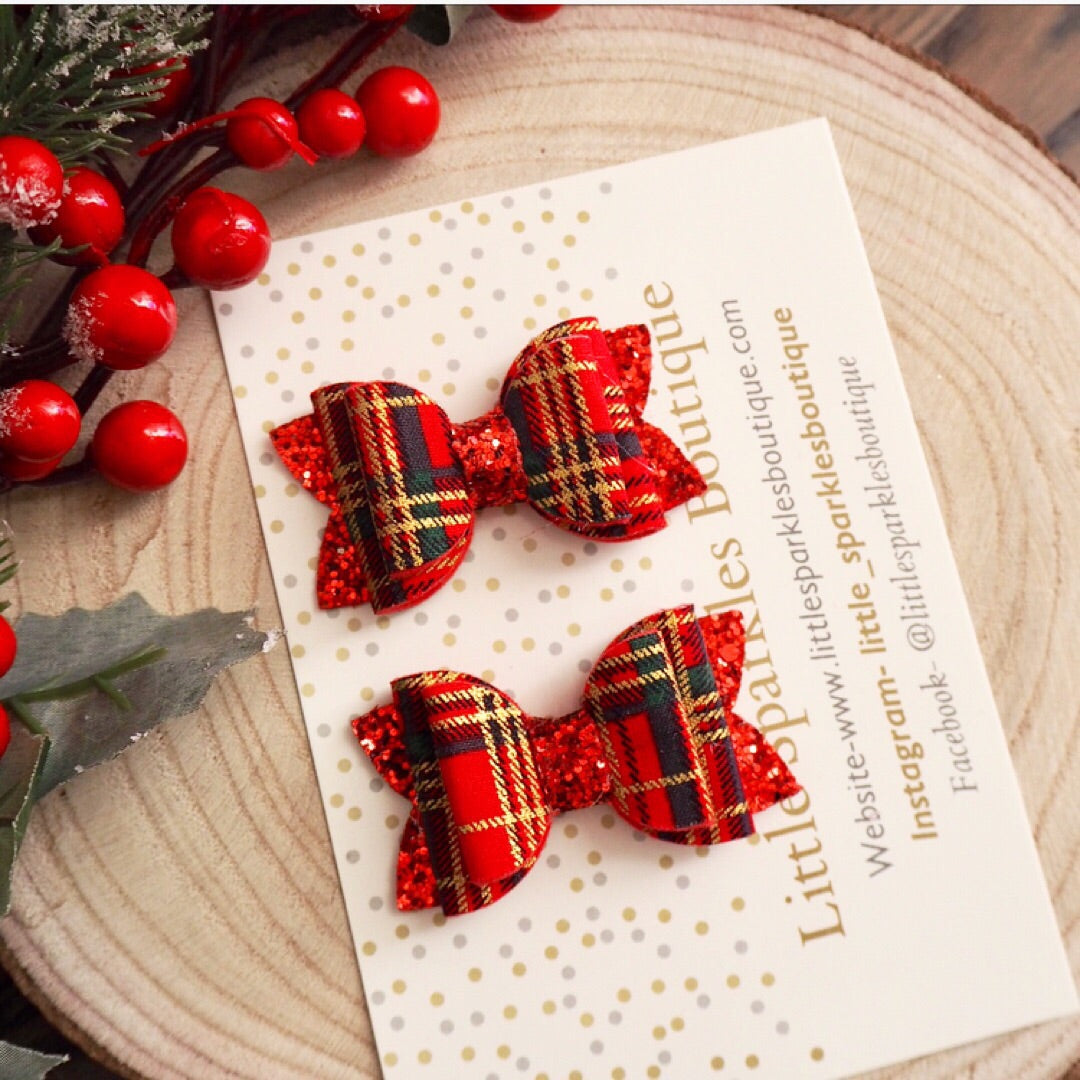 Red knot tartan piggies