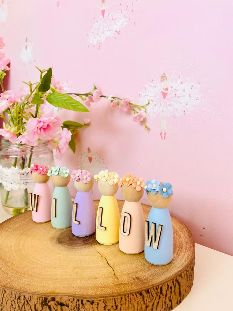 Rainbow Personalised Girls Doll Pegs