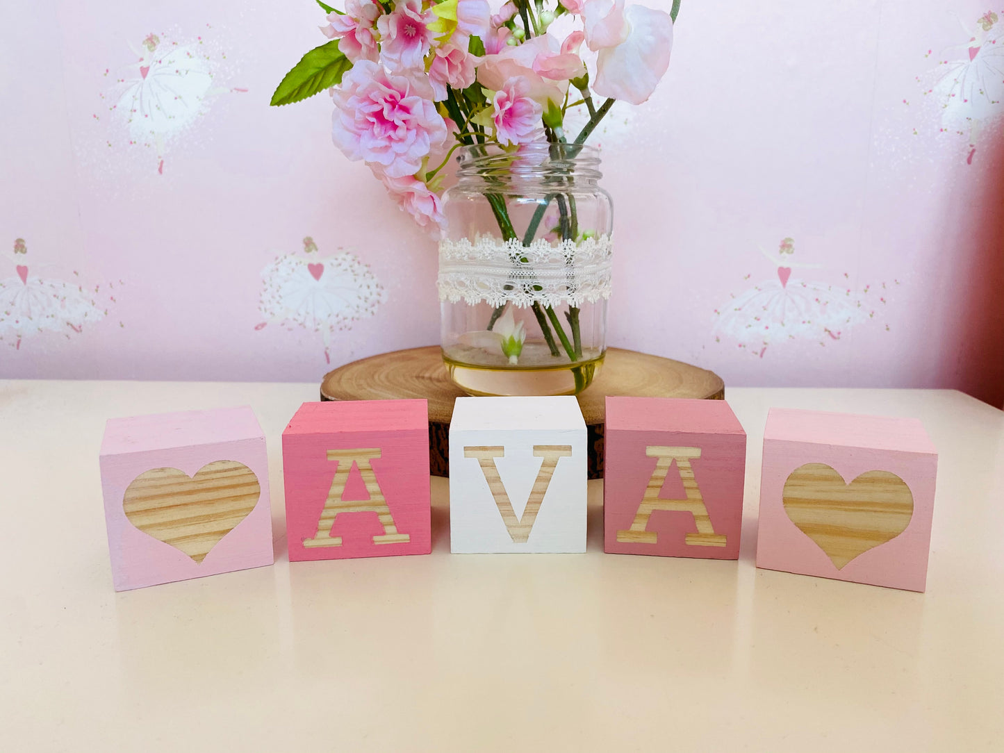 Girls Personalised Wooden Blocks