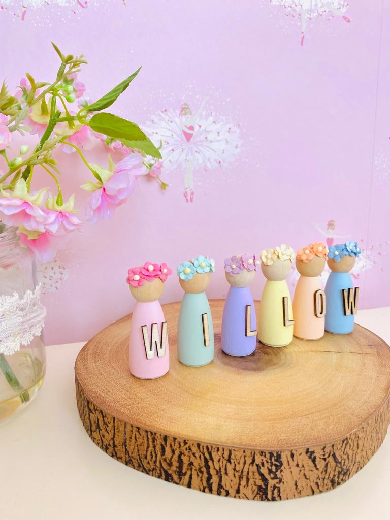 Rainbow Personalised Girls Doll Pegs