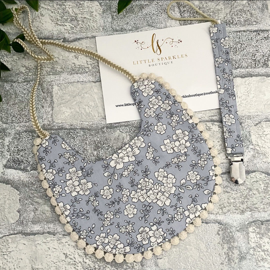Fields Of Lavender Bib And Dummy Clip