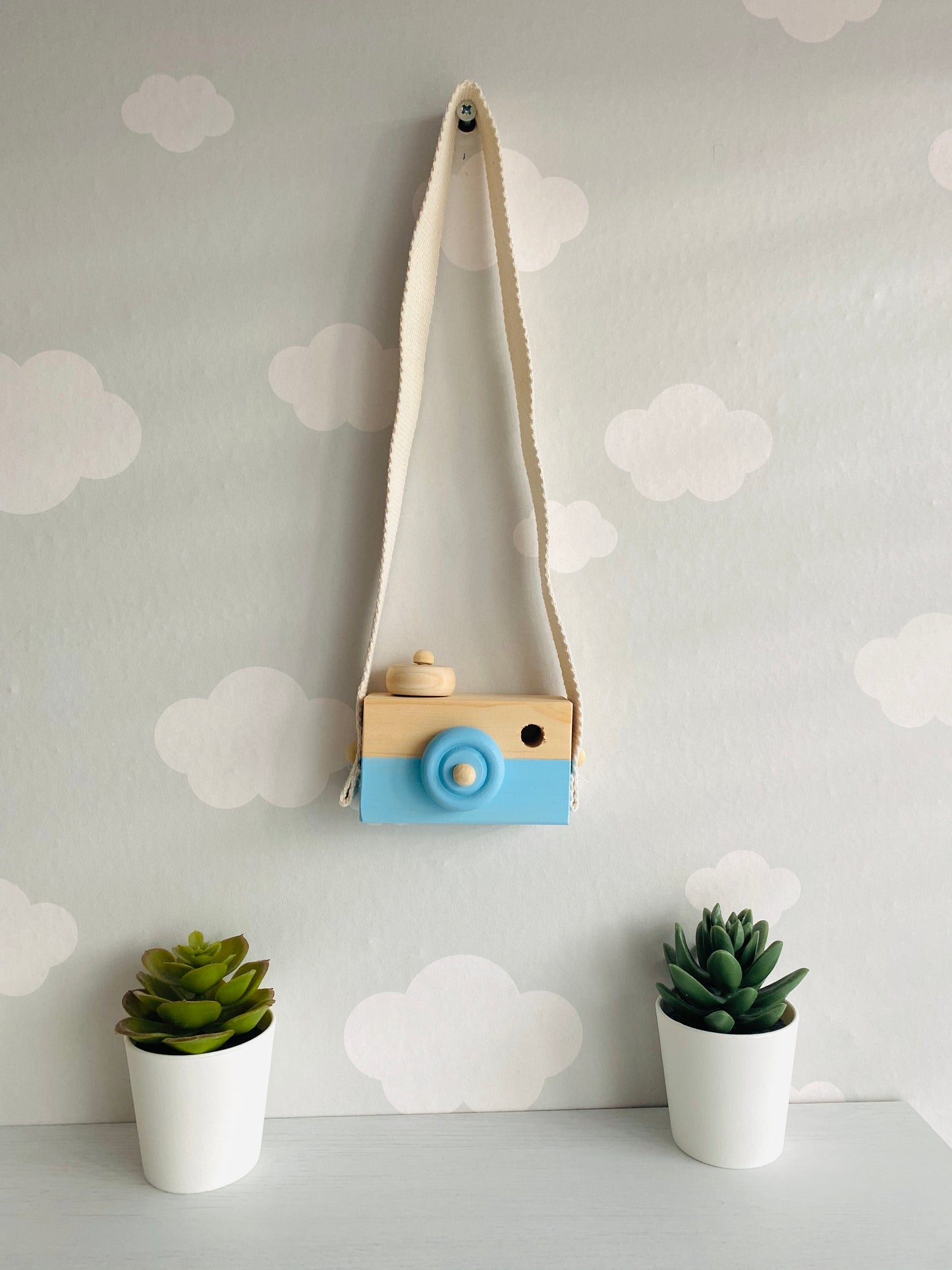 Nordic style wooden hanging camera