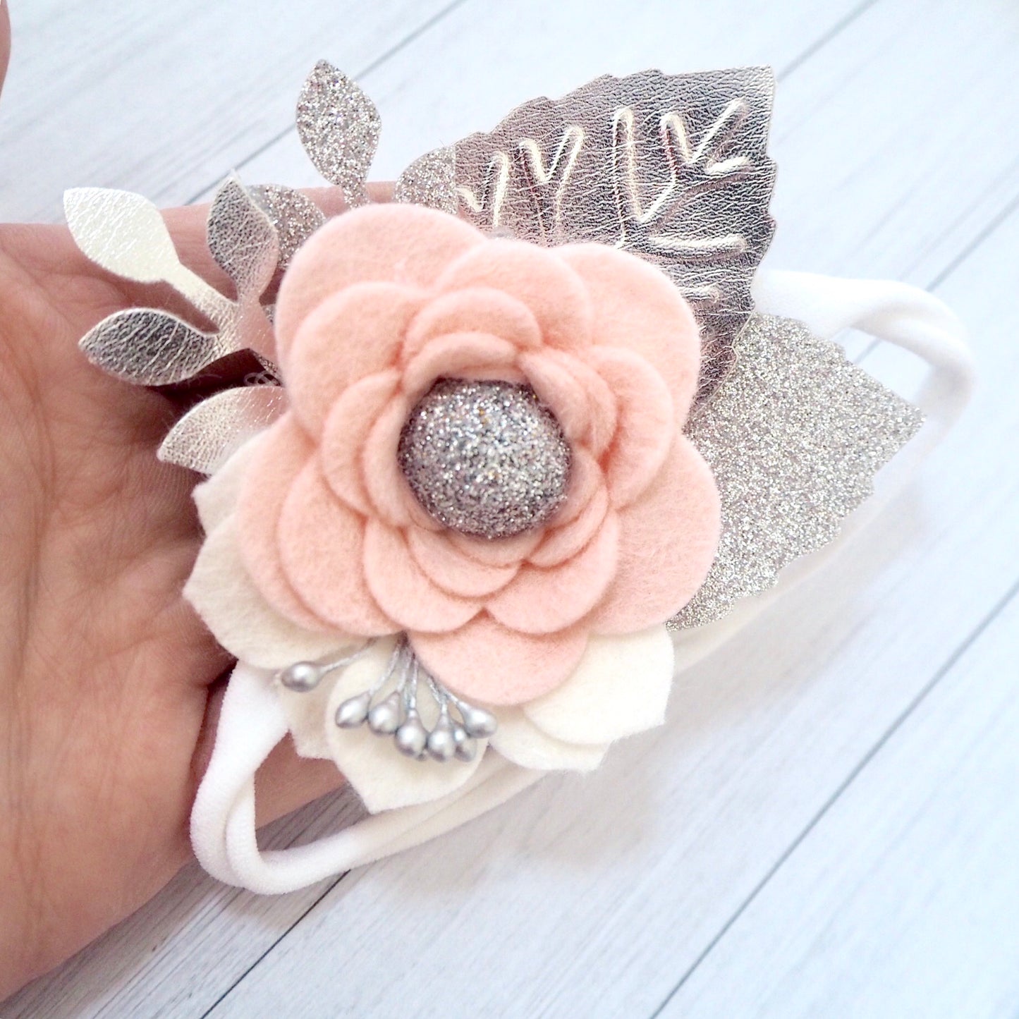 Blush/silver flower bloom