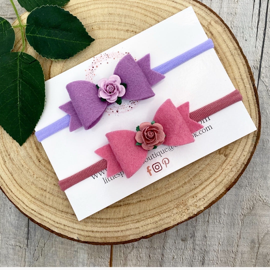 Rose And Lilac Bow Set