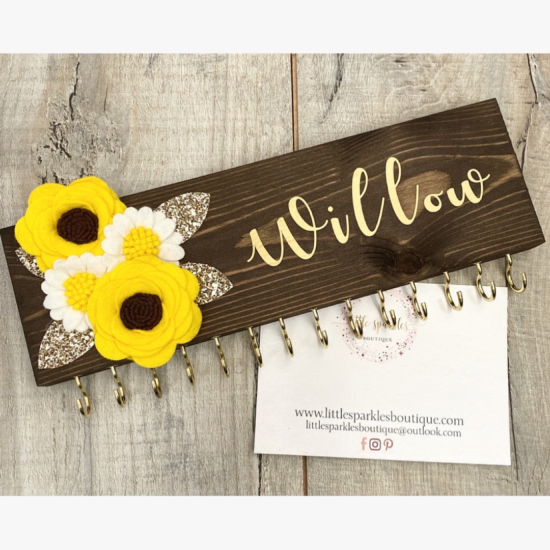 Personalised Sunflower Bow Holder