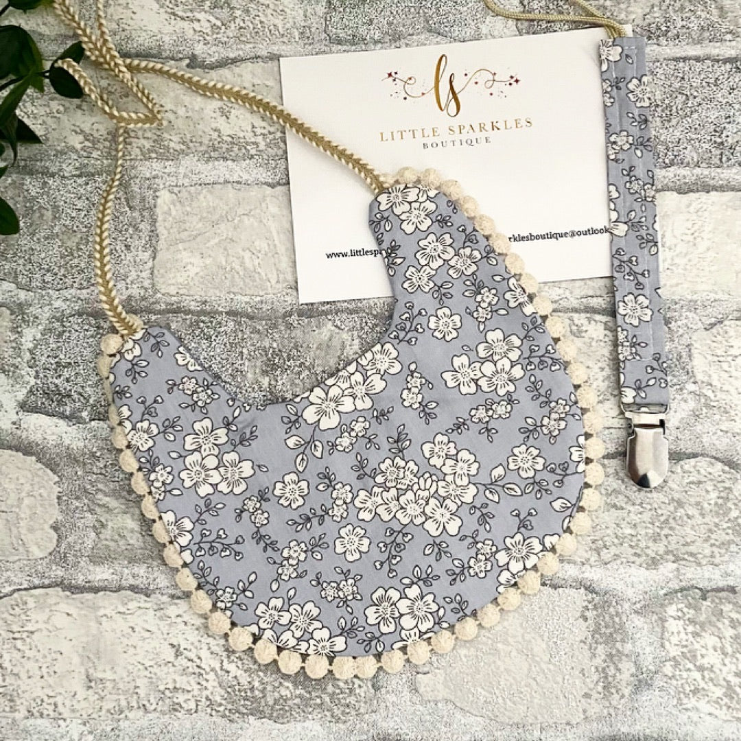 Fields Of Lavender Bib And Dummy Clip