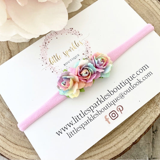 Pastel Rainbow Flower Headband