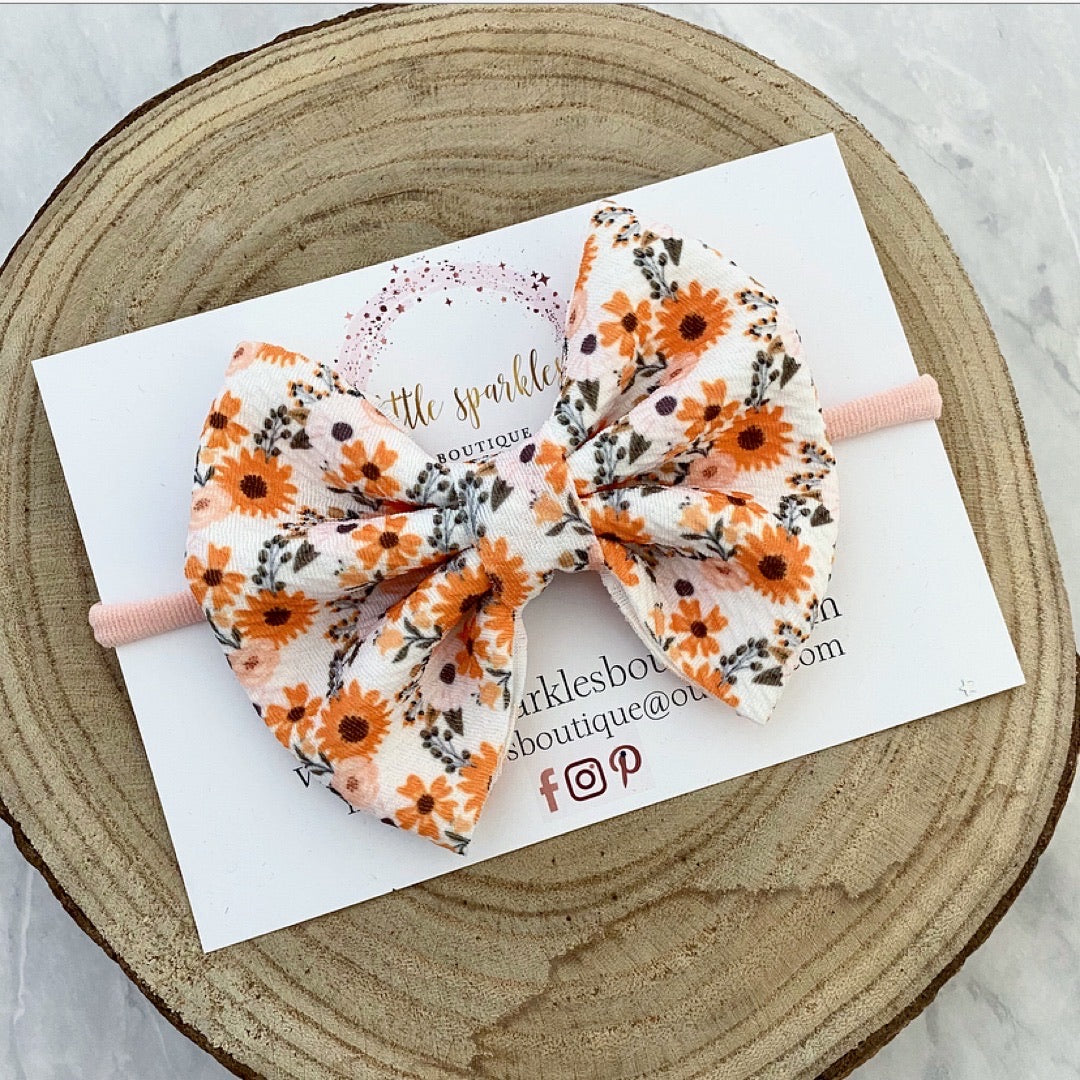 Fall Floral Fabric Bow