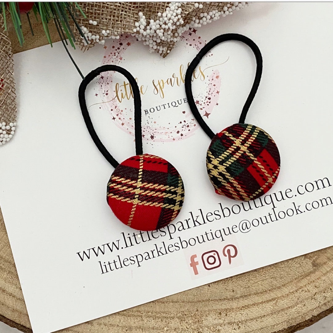 Red Tartan Button Tie Set