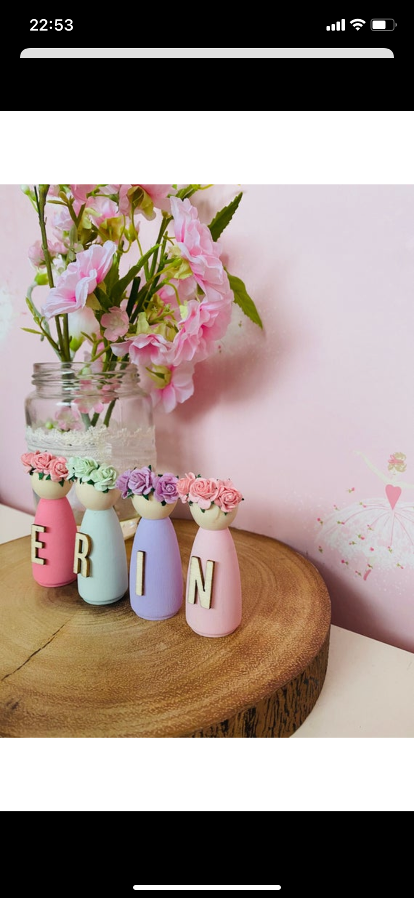 Personalised floral wooden peg dolls