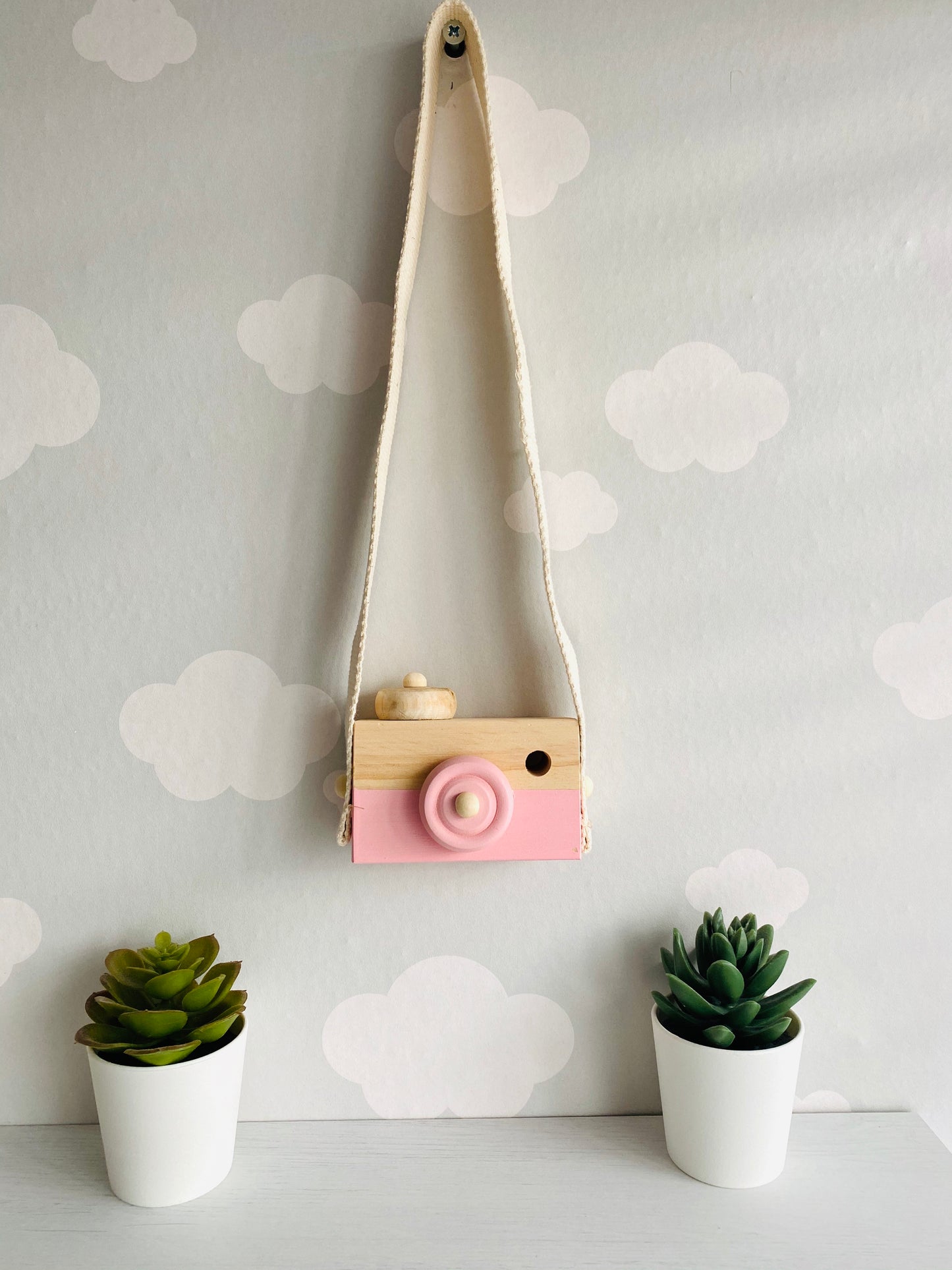 Nordic style wooden hanging camera