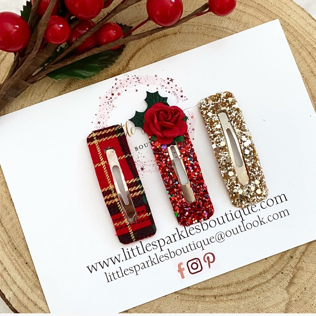 Square Tartan Snap Clips