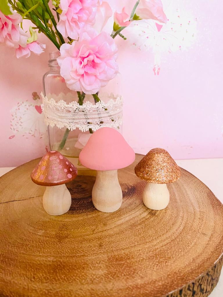 Pink And Rose Gold Mushroom Set