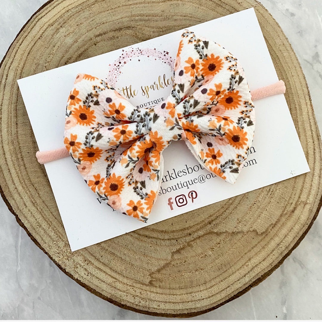 Fall Floral Fabric Bow