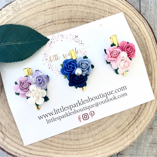 3 Mini Floral Clips