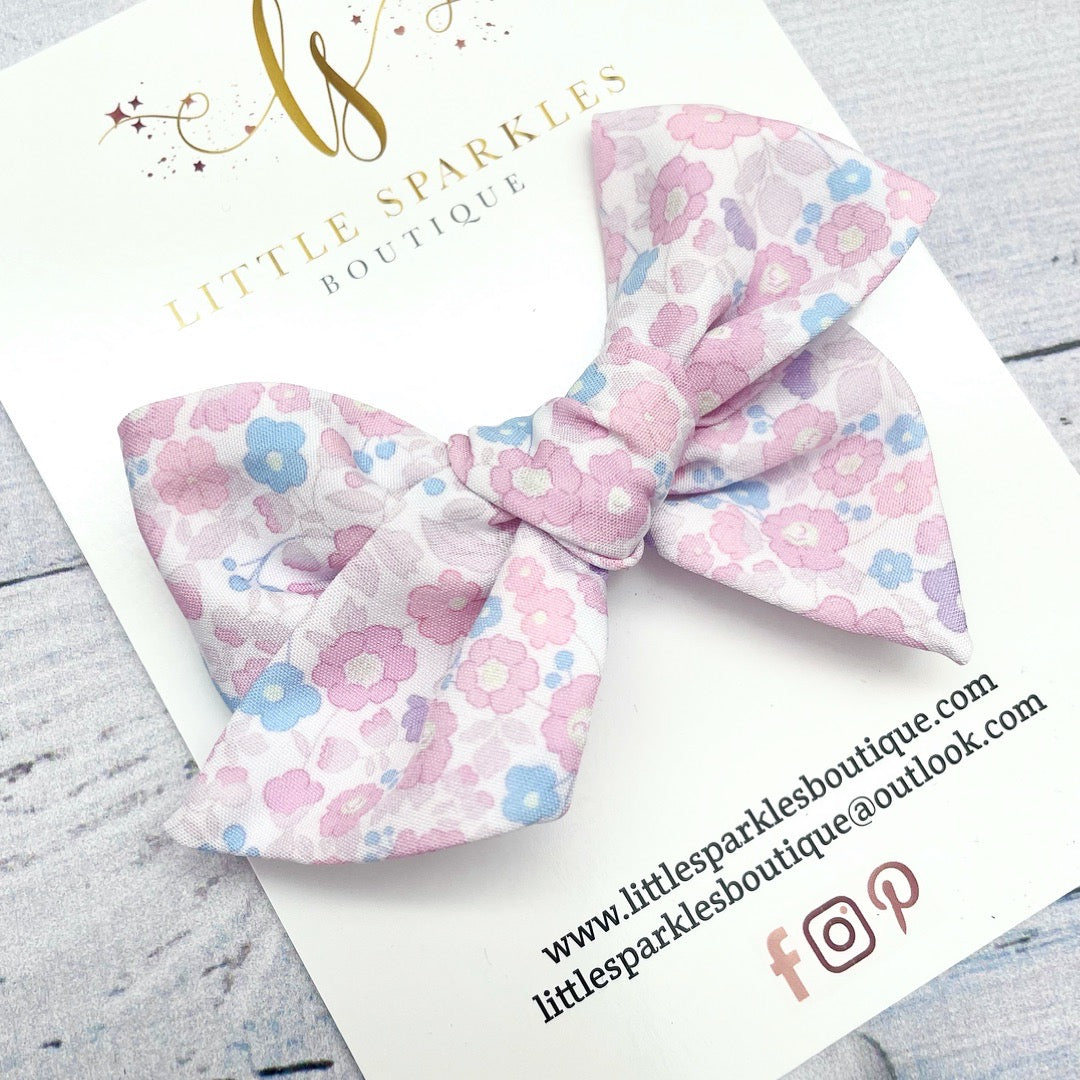 Lilac Floral Fabric Tie Bow