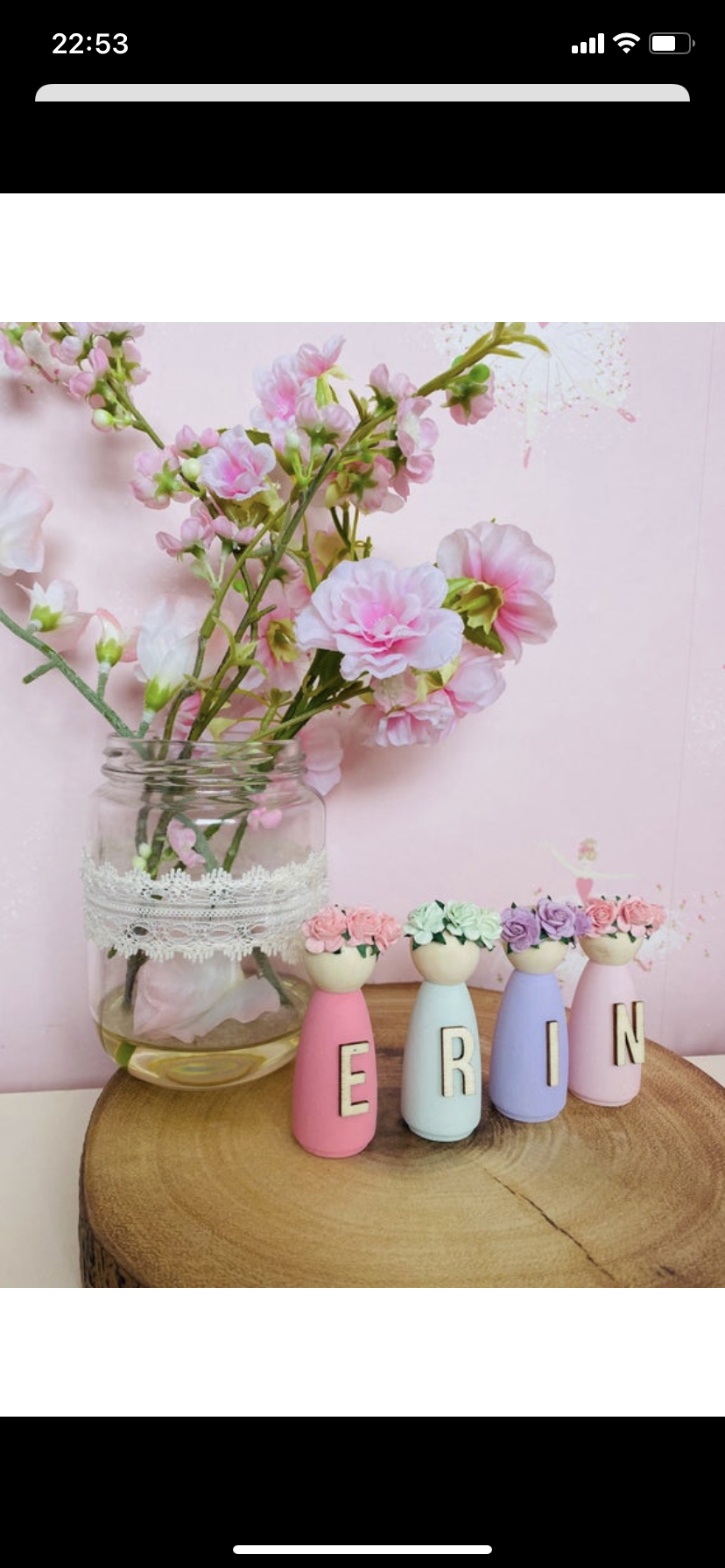 Personalised floral wooden peg dolls