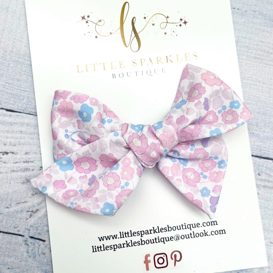 Lilac Floral Fabric Tie Bow