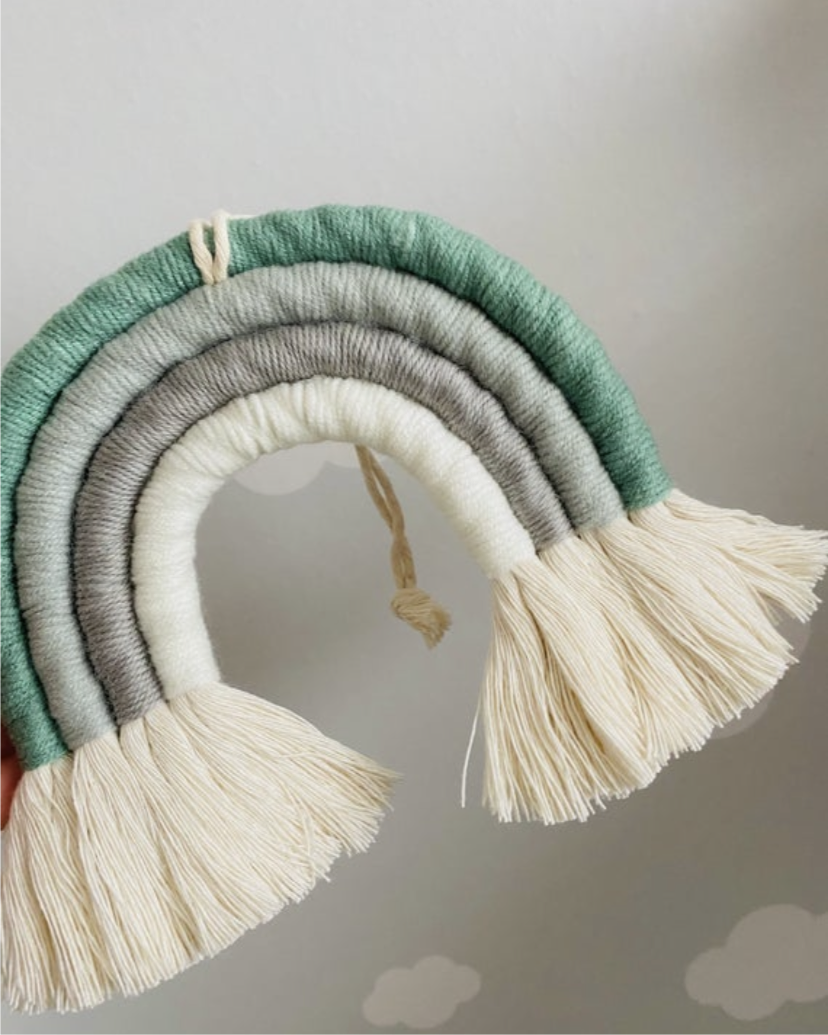 Childrens decor rainbow macrame wall hanging multicolour