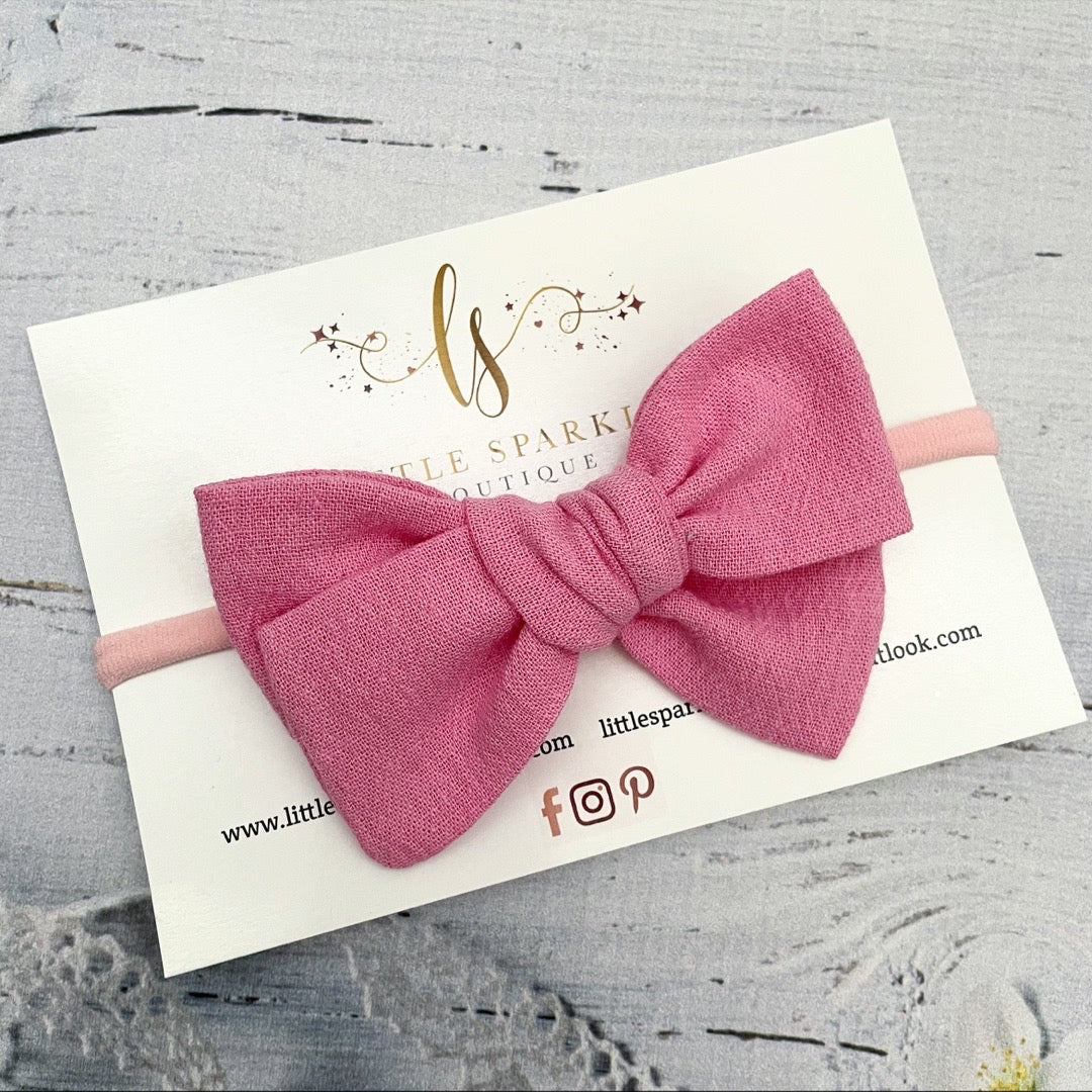 Pink Fabric Tie Bow