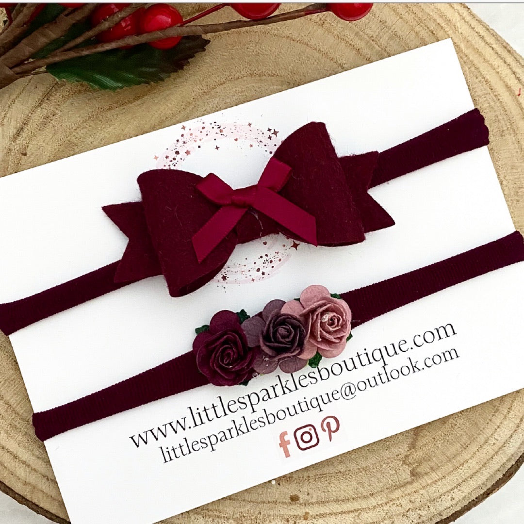 Plum Bow And Flower Set