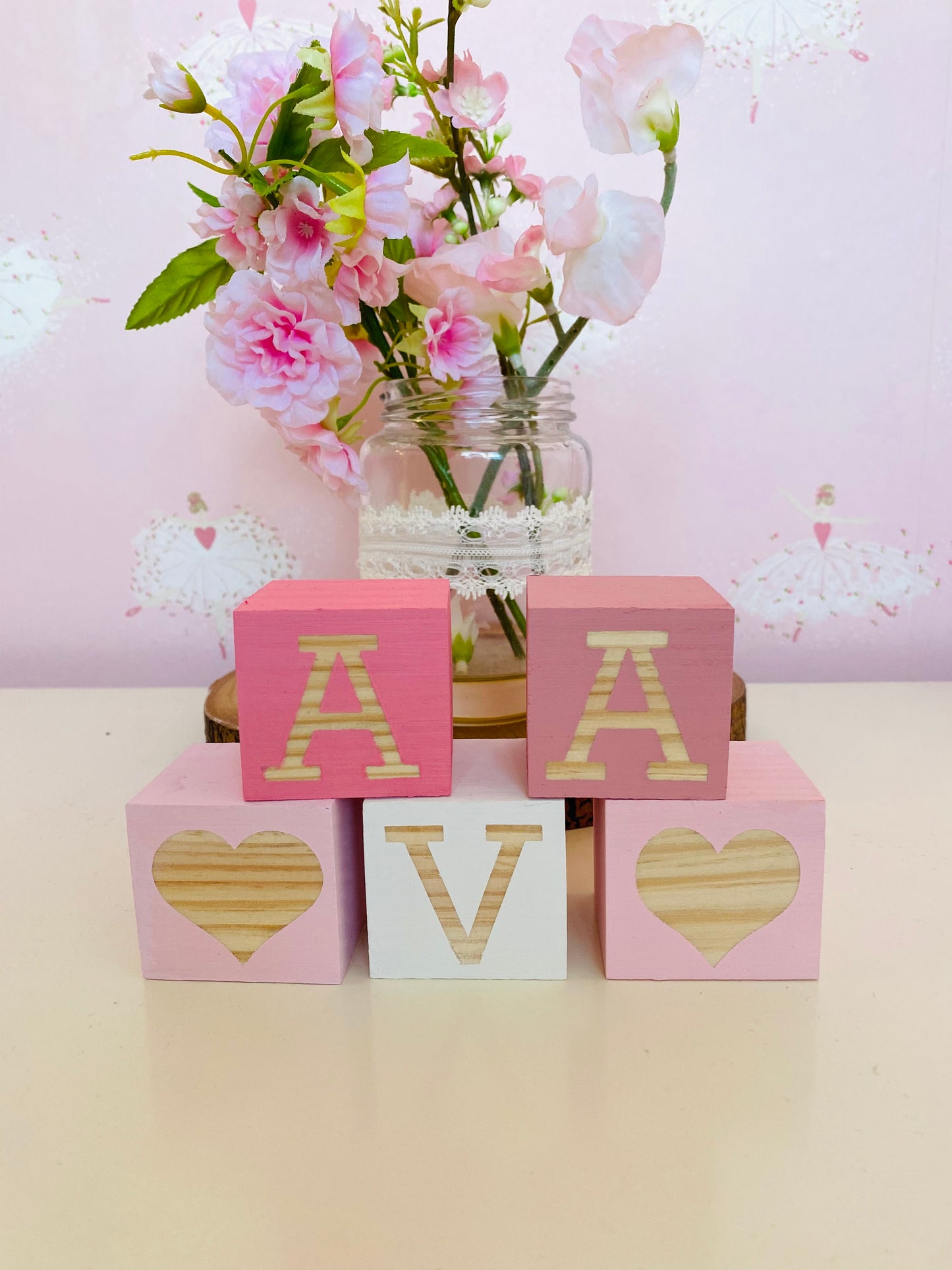 Girls Personalised Wooden Blocks