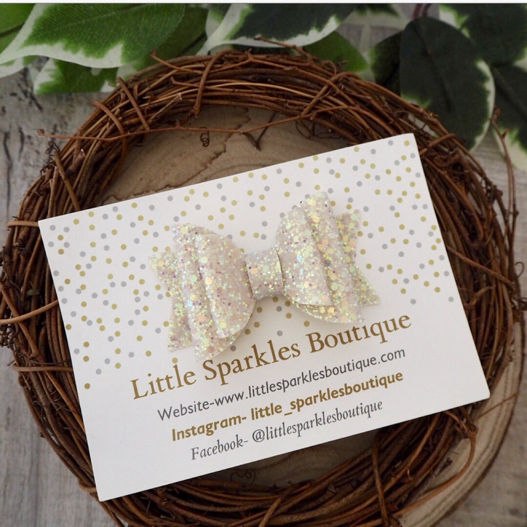 Ivory Glitter Bow
