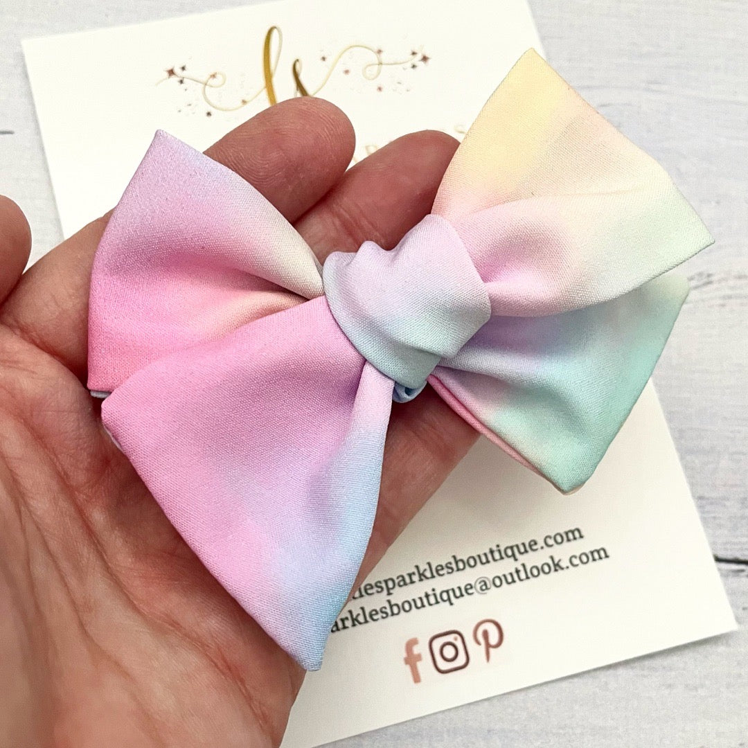 Rainbow Fabric Tie Bow