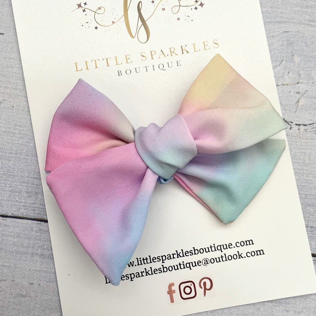 Rainbow Fabric Tie Bow