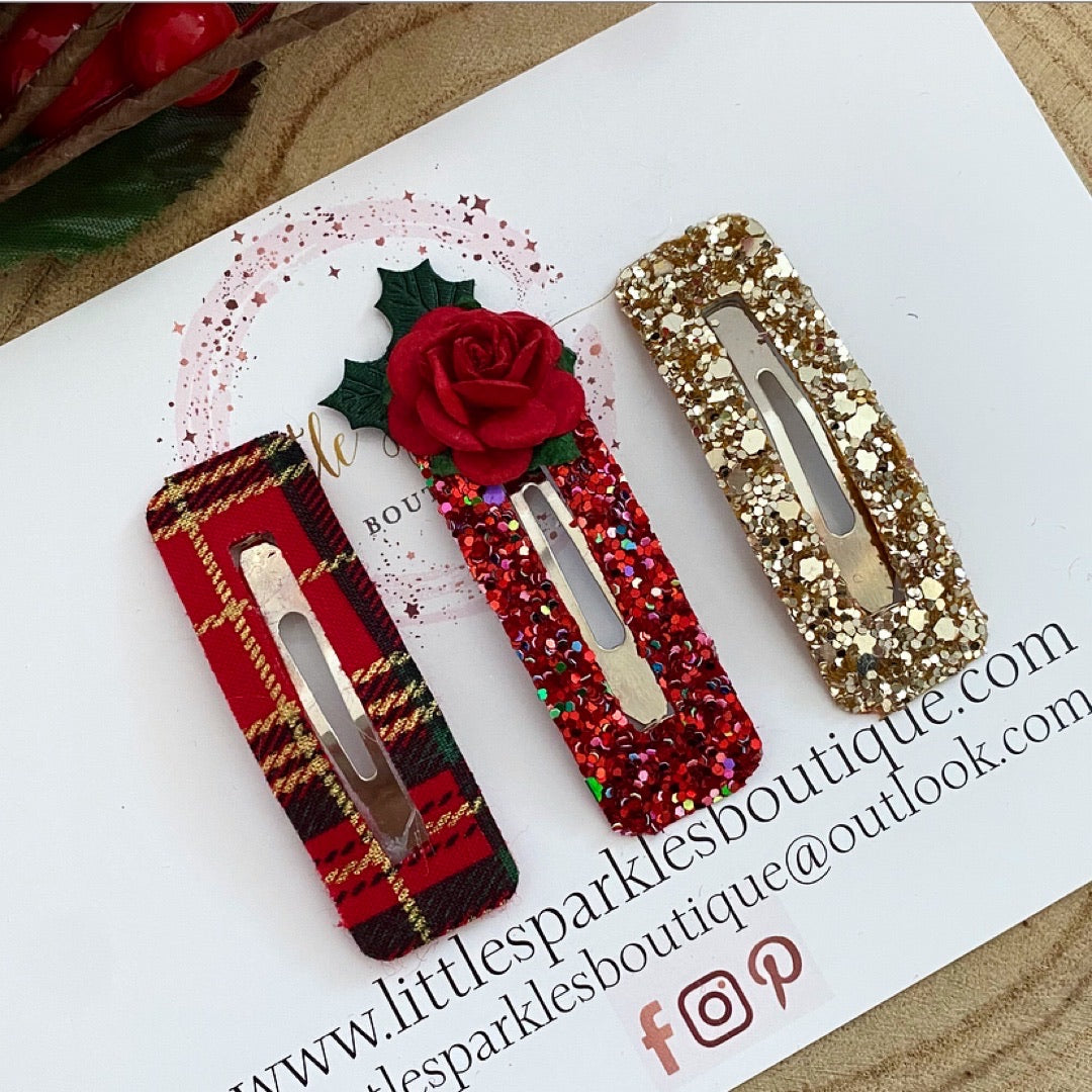 Square Tartan Snap Clips