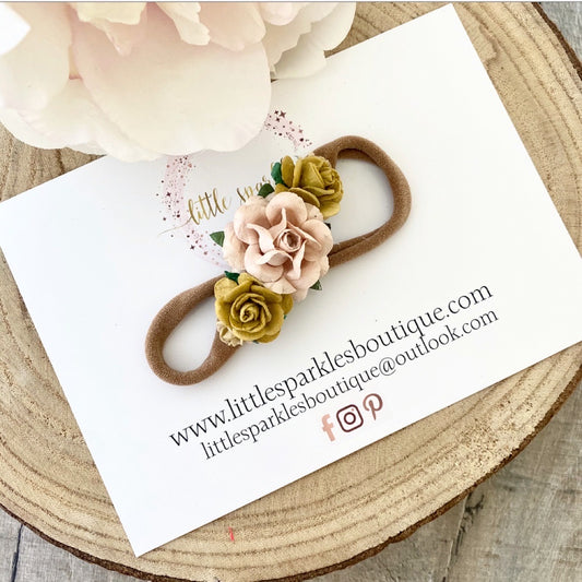 Nude And Mustard Flower Headband