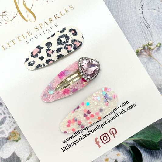 Valentines Pink Snap Clip Set