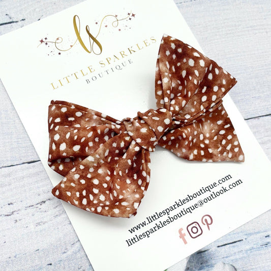 Brown Spotty Fabric Tie Bow